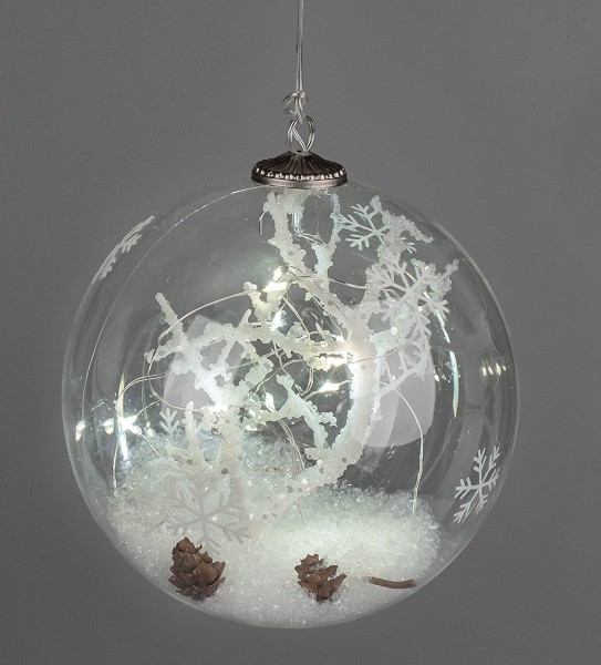 Formano LED-Kugel Natur mit Deko-Schnee, Timer Funktion, ca. 12 cm