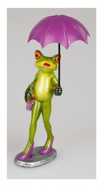 Formano Lustige Froschlady mit Schirm und lila Pumps