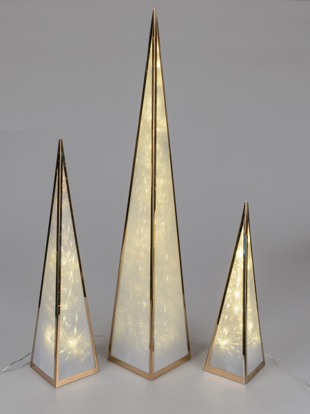 Formano Deko-Pyramide gold, aus Metall, 90 cm, mit 24 LEDs, 1 Stück, mit Drehmotor