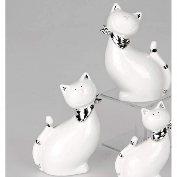 Formano Katzenpaar im Set (2 Stück weiß-silber, 14 cm)