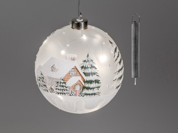 Formano LED-Kugel Wintertraum - handbemalt mit Timer Funktion, ca. 15 cm